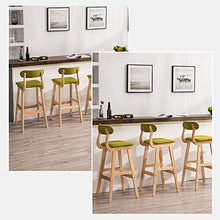 Sgabelli da bar In Legno, Cuscino in Cotone E Schienale Sgabello da Cucina con Poggiapiedi Sedia da 73 Cm per Soggiorno Balcone Caffetteria Ufficio(Color:Blu)