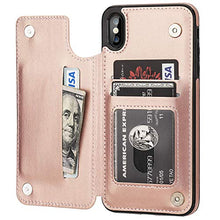 Suhctup Compatibile con Custodia iPhone Xs Max pelle,Cover iPhone Xs Max con Interno Morbida TPU,Porta Carte Slot e Antiurto Flip Wallet [Chiusura Magnetica] Protettiva Case (Oro rosa)