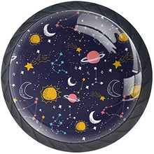 Zodiac Colorful Planet Moon Star Night Pomelli per Porta Set di 4 Pomelli per Mobili Manopole per Cassetti Cucina Armadio Vetro