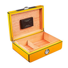 FxsD Cigar Box, Legno di Cedro Cigar Box, umidità costante, Mellow, Insetto-Resistente, inodore, Partitioned Cigar Box, con igrometro e umidificatore ## (Color : Yellow)