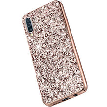 Saceebe Compatibile con Galaxy A50 Custodia Silicone TPU Paillettes Glitter Strass Silicone TPU Case PC Coperture [placcatura bordo] Bumper Case Ultra Sottile Antigraffio,oro rosa&