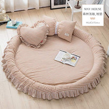 LoveHouse Tatami tappetini, Pieghevole Morbido Pelo Spesso Cotone coprimaterasso Letto Rotondo, tappeti Baby Play Mat Round Carpet Tenda Letto, Light Brown, Three-Piece Suit
