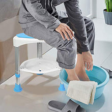 QWET Sgabello da Bagno, Sgabello da Doccia Rotondo Girevole A 360 Gradi per Anziani E Bambini in Altezza Regolabile, Adatto per Bagno, Passaggio D'Ingresso, Balcone,Blu