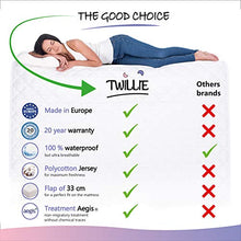 Twillie - Coprimaterasso Matrimoniale 180 x 200 Impermeabile - Made in Europa - Oeko-TEX® - Aegis® - Traspirante - Proteggi Materasso Anallergico, Antiacari, Antibatterico - Igienico 100% Policotone