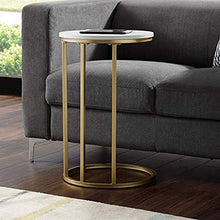 Yyqx Comodino Tavolino da Salotto Moderno Rotondo Rotondo for Salotto Tavolino da Salotto in Finto Marmo Bianco Oro Finto Comodini Letto