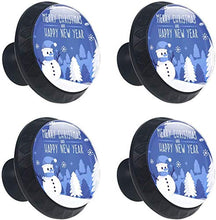 Merry Christmas and Happy New Year Pomelli per Porta Set di 4 Pomelli per Mobili Manopole per Cassetti Cucina Armadio Vetro