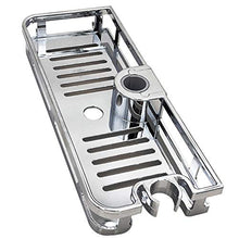 MaikcQ - Mensola da bagno in acciaio inox non perforato, per doccia con asta mobile e vassoio portaoggetti per WC (24 mm)