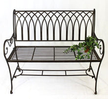 Panca Romina 90507 in Metallo Panca da Giardino Panca-Seduta Panca-Suolo 2 sedute 110cm Marrone