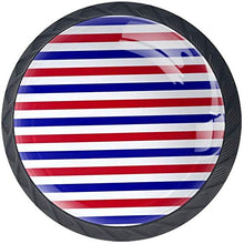 Blu scuro rosso bianco a strisce Pomelli per Porta Set di 4 Pomelli per Mobili Manopole per Cassetti Cucina Armadio Vetro