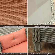 HLZY Tavolo in Vimini in Rattan mobili in Patio e Set Sedia, Arredamento per Esterni Rattan Garden Mobili Set di Vetro Top Tavolino da caffè Patio Set per Giardino all'aperto a Bordo Piscina