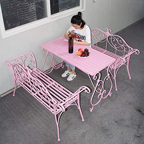 YZ-YUAN Panchina da Giardino Mobili da Esterno Panchina da Giardino per terrazza Sedile Doppio in Metallo per Esterni, Panchina in Metallo per Tutte Le Stagioni con braccioli e Schienale, Combinazio