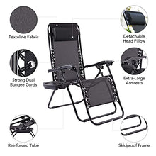 VONLUCE Sedia Sdraio Reclinabile con Portabicchieri Sedia Gravità Zero per Esterni con Poggiatesta Imbottito Lettino Pieghevole e Impermeabile per Giardino, Piscina e Spiaggia (Nero-Sottile)