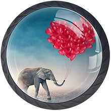 Cuore di palloncini di elefante grigio naso rosso Pomelli per Porta Set di 4 Pomelli per Mobili Manopole per Cassetti Cucina Armadio Vetro