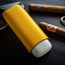 SMEJS Cigar Box Cigar Box, Sigaro Portable Set Cigar Idratante Cigar Box Giallo può Contenere 2 (Dimensioni: 7x16.5x3cm)