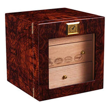 XZJJZ Cigar Humidor Cabinet con igrometro e umidificatore, Legno di Cedro Allineato e 3 cassetti Strato, temperato Porta a vetri, Decent Cigar Box Regalo