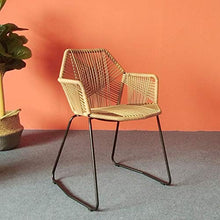 zvcv Sedia da Pranzo Singola Moderna Semplice Balcone per la casa Patio Esterno terrazza per Il Tempo Libero Sedia in Rattan Sedia con Schienale in Metallo (Altezza Seduta: 46 cm)