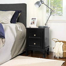 SONGMICS 2 Comodini, Organizzatore da Camera da Letto con 2 Cassetti, in Legno con Solide Gambe in Legno di Pino, Stoccaggio Spazioso, Nero RDN012BK