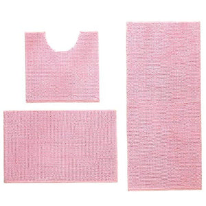 Set da bagno in due pezzi rettangolare a forma di U Tappetino da bagno Tappeto lavabile per il bagno(Pink)