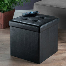 winsome Ashford ottomano con contenitore in ecopelle – nero