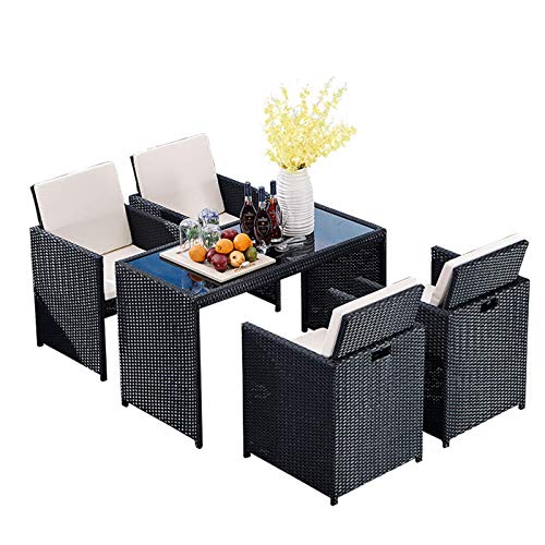 Attrezzatura quotidiana Set di mobili per portico da patio Set di sedie in vimini per esterni Cortile Balcone Combinazione di tavoli e sedie Terrazza Giardino per il tempo libero Sedia con mobili i