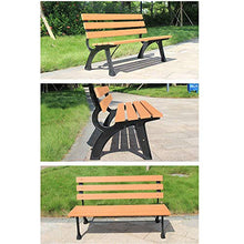 Panca per il tempo libero in alluminio pressofuso per terrazza con decorazione da esterno, sedile da giardino anticorrosivo in legno massello con schienale, panchina da giardino per esterni