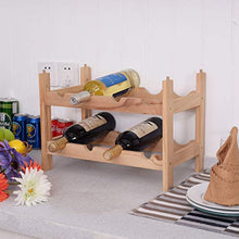 COSTWAY Cantinetta Portabottiglie a 2 Ripiani per 8 Bottiglie, Portabottiglie da Vino in Legno, 43 x 25 x 31 cm