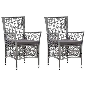 Festnight 2 pz Sedie da Esterno con Cuscini in Polyrattan Poltrone da Giardino 58 x 61 x 88 cm per Giardino Spiaggia Balcone Colore Grigio