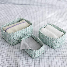 La Jolíe Muse Cestini portaoggetti in Vimini Intrecciati, con Corda di Carta, divisori per armadi, cassetti e mensole (Verde+Bianco)