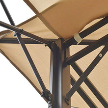 Outsunny Gazebo Pergola da Esterno o Giardino in Metallo con Doppio Tettuccio e Telo Estraibile Marrone Chiaro 3x3m