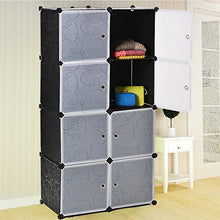 Fai da te in plastica armadio armadio opaco ricci Patterned design 8-cube Storage con traslucido a righe porte per oggetti personali, vestiti, scarpe --- UK stock (8 Cube _ bianco)