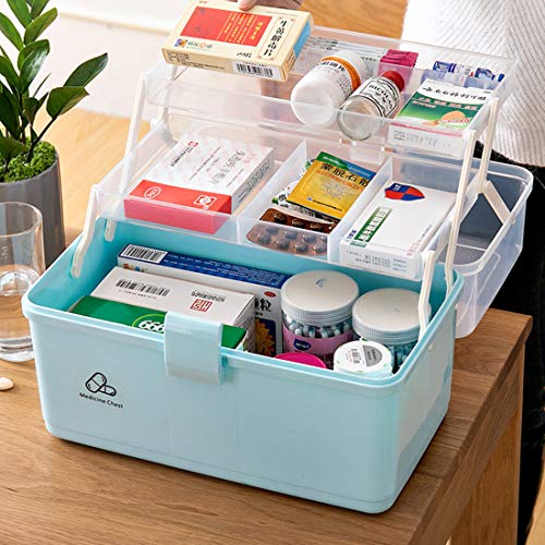 Dittzz Scatola per Medicinali, 3 Strati Scatola di Medicina Contenitore per Medicinali di Emergenza Multifunzione Scatola Immagazzinaggio con Maniglia,32 x 18 x 16cm