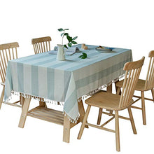 BKKENIDN Tovaglia, Tovaglia da Tavolo Impermeabile in Cotone Lino a Righe Semplici, Adatta per Tavolino, Tavolo Contenitore, Terrazza, Giardino, Scrivania