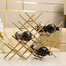 RJJBYY Semplice Moderna Wine Rack Spazzolato Rivestimento dell'oro 12 Bottiglia Magazzinaggio Free Standing espositore 47 Centimetri Desktop Decorazione Geometrica Design Bottle Holder