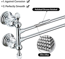 CASEWIND Portasalviette cromato, portasciugamani a due bracci argento, portasciugamani doppio orientabile da parete con accessori bagno in cristallo fissaggio a parete