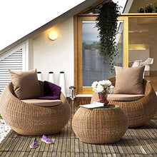 Set di Mobili da Giardino per Esterni, Set di 3 Pezzi di Mobili per Parlare in Rattan Fatti A Mano Soggiorno Giardino Moderno Divano per Il Tempo Libero Combinazione di Tavolini