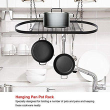 CHHD Portapentole, portautensili da Cucina Appeso a soffitto Nero, mensola portautensili Organizer con 10 Ganci Staccabili