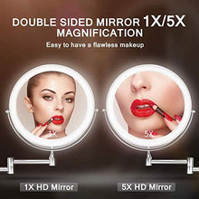 HGXC Specchio per Il Trucco a Parete con ingrandimento 5X Specchio da Bagno Pieghevole su Due Lati Retrattile a 360 Gradi