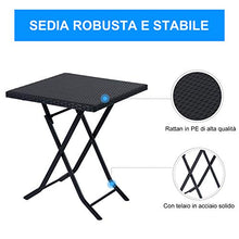 Outsunny Mobili da Giardino in Rattan Set 1 Tavolino e 2 Sedie da Giardino Pieghevoli 3pz Nero