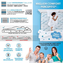 OnNuvo Materasso Matrimoniale Antidecubito, Molle Insacchettate Indipendenti 7 Zone, Lastra AirTechFoam+, Sostegno Perimetrale, 22 cm, Ortopedico, Ipoallergenico, Ergonomico (160x200x22) Venezia