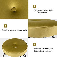 COSTWAY 2 Sgabelli da Cucina Rotondo in Tessuto Velluto, Sedile Imbottito, Gambe in Acciaio, Portata Max. 120kg (Verde)