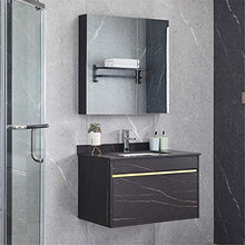 Set di Mobili da Bagno Mobile da Bagno Armadio per lavabo a Muro Cabinet Combinato Specchio Specchio Vanity Cabinet Set con Specchio (Color : Black, Size : 50x60x48cm)