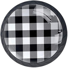 Plaid quadrato scozzese bianco nero Pomelli per Porta Set di 4 Pomelli per Mobili Manopole per Cassetti Cucina Armadio Vetro