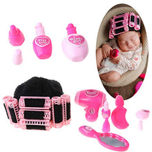 WE-WHLL 1 Set Baby Photography Costume Funny Movie Style Padrona di casa Cosplay Photo Shot Memorial Props Copricapo con Pettine Asciugacapelli Roller cap Hat Newborn Girls Foto Studio