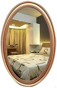 HFFFHA Specchio per Il Trucco Specchio da Bagno da Appendere a Parete in Oro retrò Specchio da toeletta Europeo Specchio da Comodino Luce