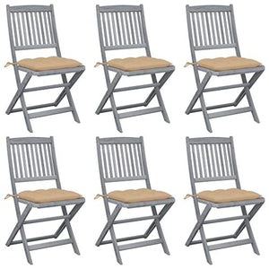 vidaXL Sedie da Giardino Pieghevoli 6pz con Cuscini in Massello Acacia
