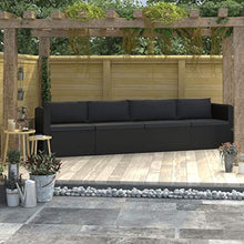 Tidyard 4 pz Set Divani da Giardino con Cuscini in Polyrattan,Salottino da Giardino con Divano,Poltrone e Tavolino,Nero