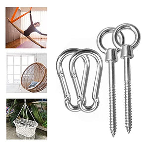 Amaca Ganci Appesi Kit Heavy Duty Oscillazione Piastra Appendini Heavy Duty in Acciaio Inox Eye Con Moschettone Viti Moschettone Per Swing Argento