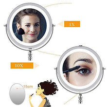 ZCY Specchio per Il Trucco Illuminato bifacciale Europeo con luci e ingrandimento, Specchio ingranditore bifacciale 1x / 10x Touch 7 Pollici