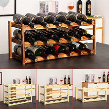 YQJ Portabottiglie per Vino in Legno da Appoggio per Bottiglie da Cucina da Bar, Portabottiglie Impilabile Espandibile con Grande Portante, Disponibile Multistrato,Natural,3tier/18slot