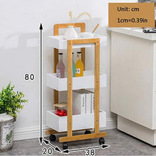 DHR- 3 tier Piccolo rotolamento carrello con ruote, Carrello for Organizzatore di stoccaggio Rack for casa e ufficio, assemblea facile, bambù, 31 "H x 15" L x 7.8" W cassetti ristorazione trolley baga